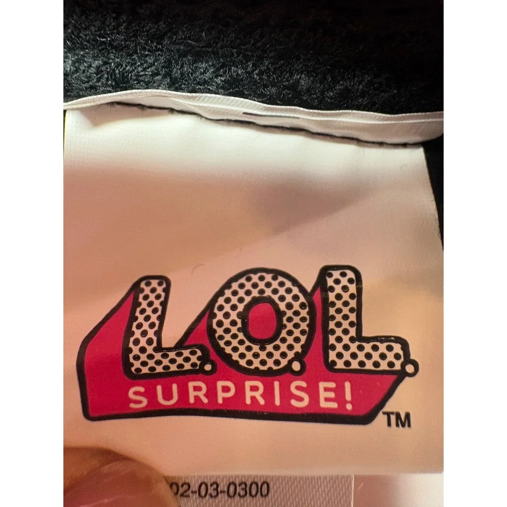 LOL Surprise Girls Beanie Hat Black Multi Color Striped Pom Pom OSFM NEW